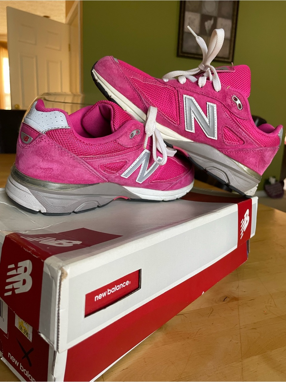 New Balance Kids Hot Pink & White Sneakers